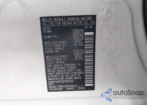 2018 Nissan Rogue S z USA, uszkodzony, nr VIN KNMAT2MT9JP580515